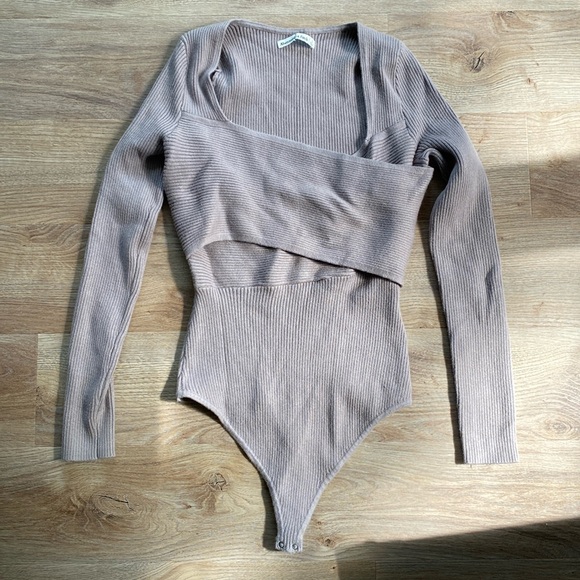 Abercrombie & Fitch Tops - Abercrombie and Fitch LuxeLoft Wrap Long Sleeve Rib Knit Sweater Bodysuit Large